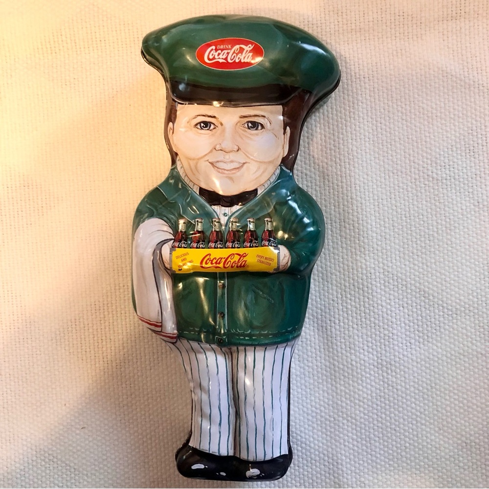Coca-Cola Tin Delivery man coke bottles vintage